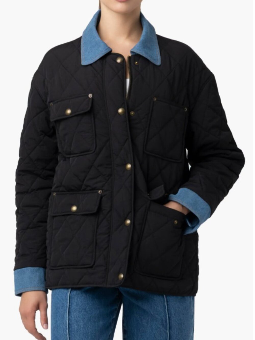 BlankNYC Barn Charm Black Quilted Jacket NWT Sz L
